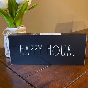 Rae Dunn Black Happy Hour Double Sided Sign